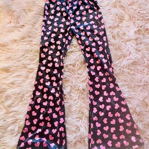 Size small SHIEN VELVET STRETCHY HEART BELLBOTTOMS